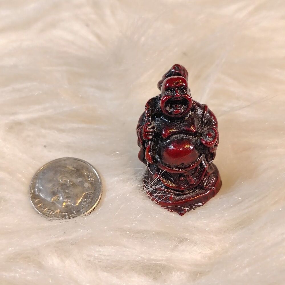 Miniature Buddha Laughing Dark Red Good Luck/B1